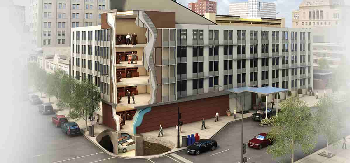 Image of building for commercial interactive mobile