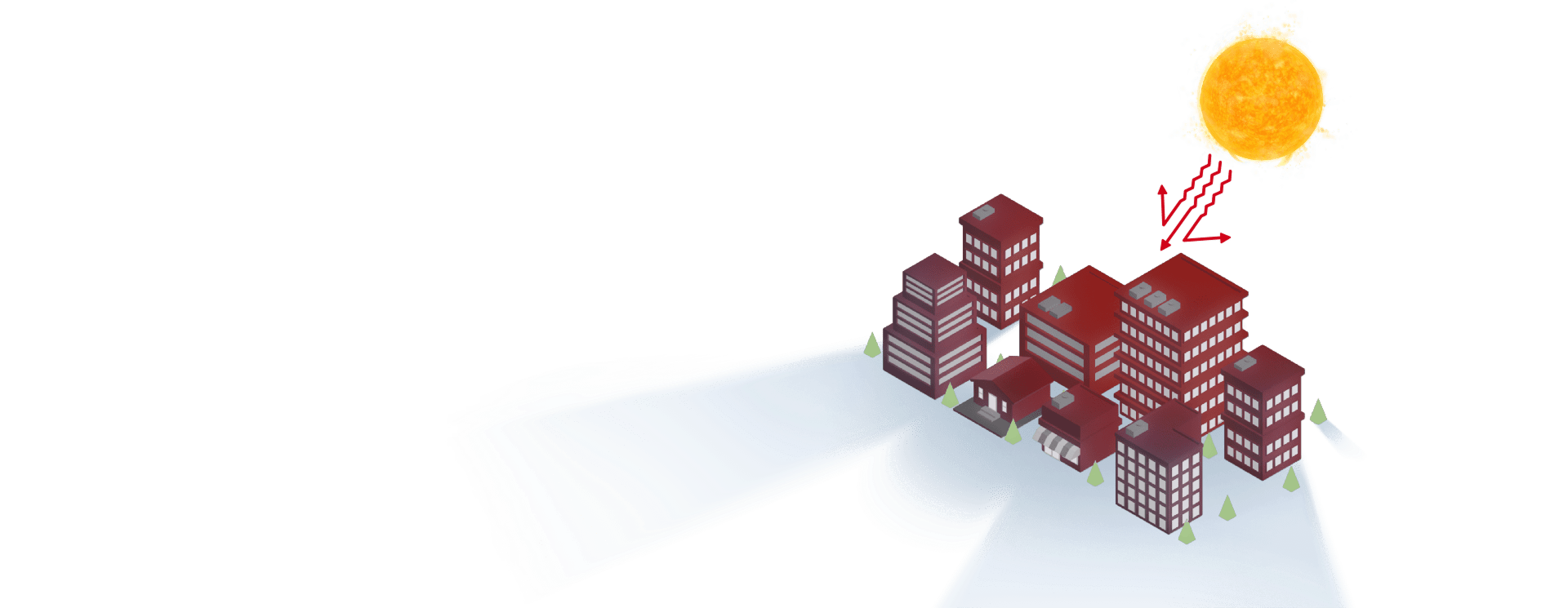 Graphite polystyerene (GPS) rigid foam insulation reflecting and absorbing heat for several buildings.