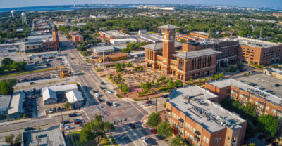 Aerial view of Grapevine, Texas during summer.