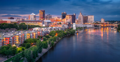 Aerial cityscape view of Saint Paul, Minnesota